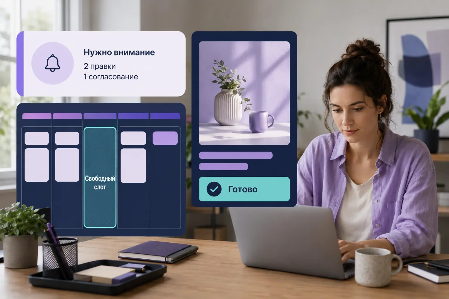 Рабочий день SMM с согласованиями, ошибкой и свободным местом